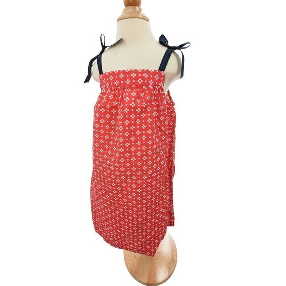 Hanna Anderson Girl’s Red Ribbon Strap Cotton Shift Dress Size 4 - Picture 1 of 11